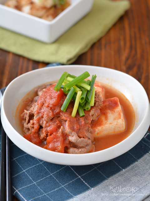 晩ごはん2104_牛トマト豆腐