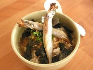 ししゃもの麦茶漬け