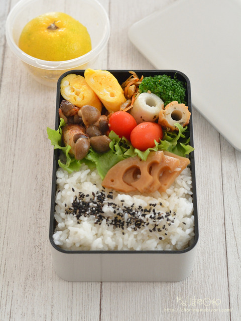 お弁当220916_豚巻きしめじ塩こしょう