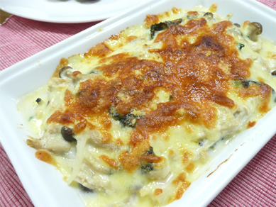 鶏肉と茸の豆腐グラタン