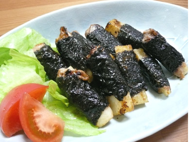 豚肉の長いものり巻き