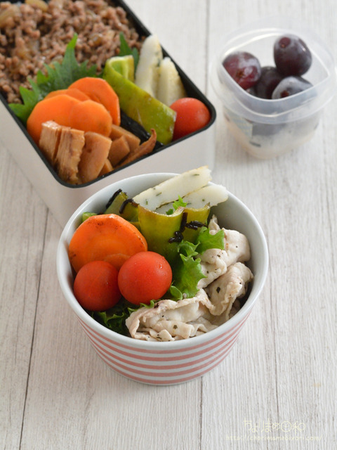 お弁当230901_豚しゃぶごま油にんしょうゆ酢砂糖