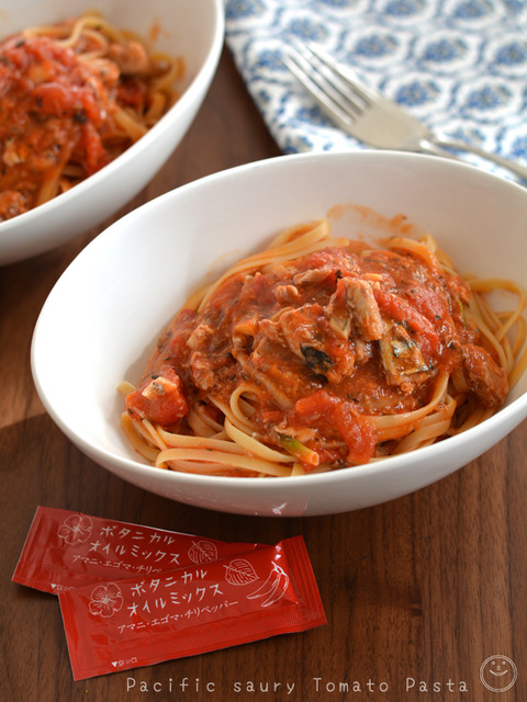 さんま水煮のトマトソースパスタ_BOM1812