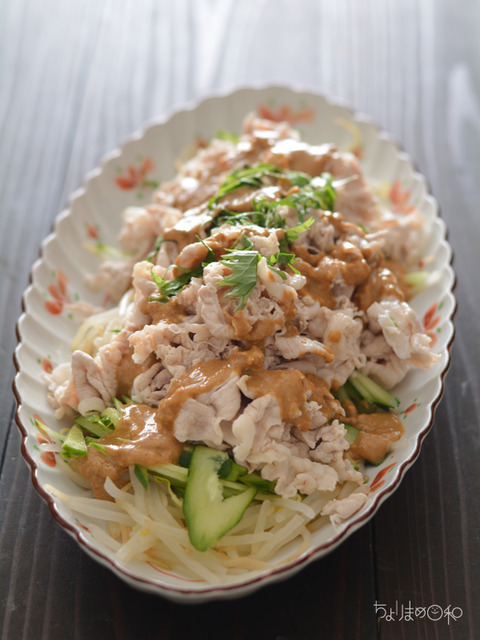 晩ごはん190915_豚もやしサラダ