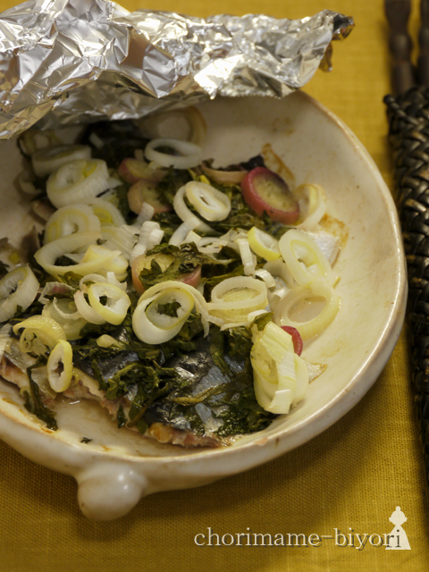 秋刀魚のホイル薬味蒸し