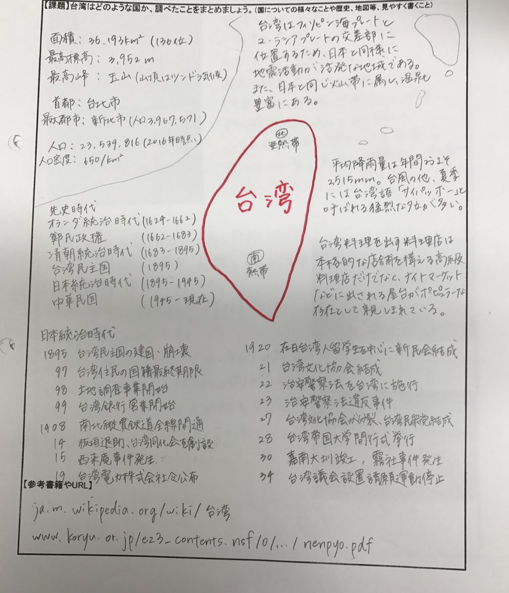台湾事前学習シート 中大杉並54期 Go Forward 台湾事前学習シート 中大杉並54期 Go Forward