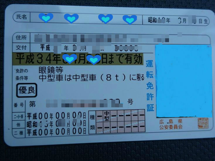 免許証の更新 中農日記