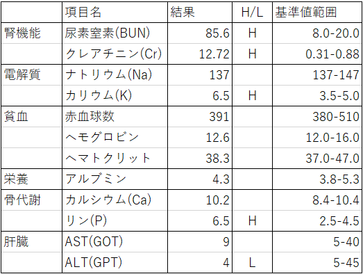 2月13日 人工透析 血液検査の結果 ふたつのそらまめ 人工透析