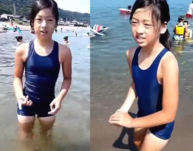 全く汚れていない！　お化粧してない処女女子中学生が砂浜でスクール水着姿 : ちょっとエッチなブログ（～25.5.5）