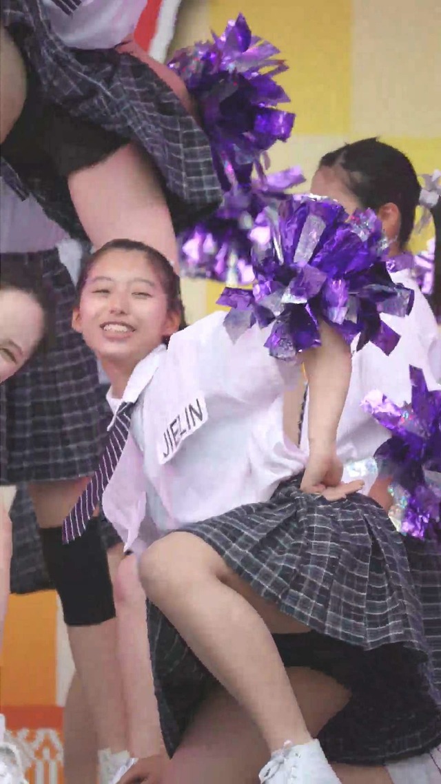 制服チェックプリーツミニスカートＪＣＪＫチアガールチアリーダーパンチラ (13)