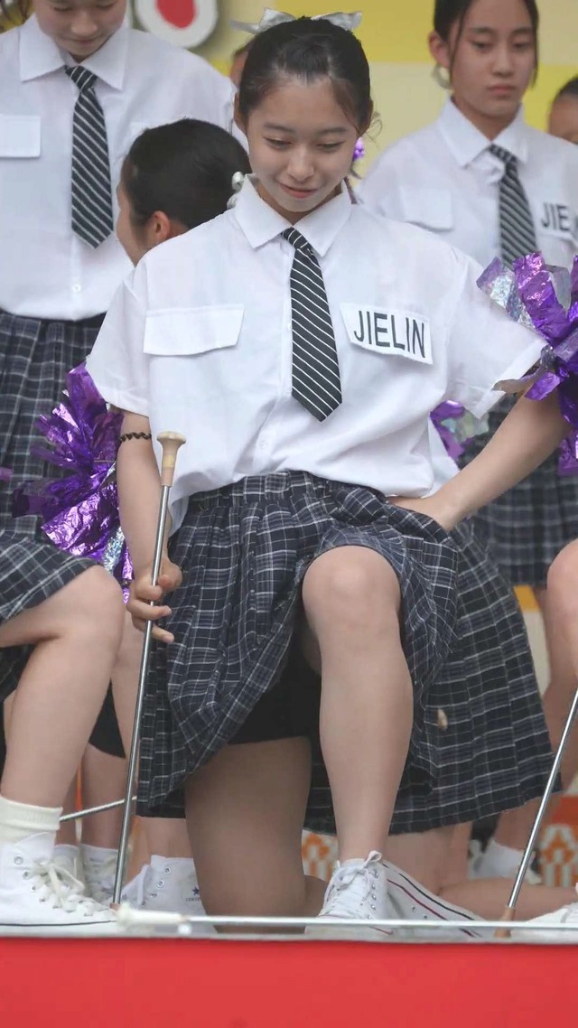 制服チェックプリーツミニスカートＪＣＪＫチアガールチアリーダーパンチラ (4)