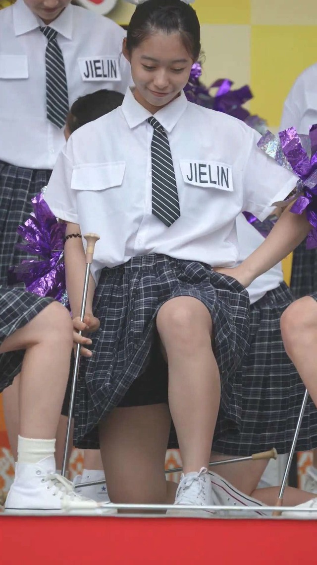 制服チェックプリーツミニスカートＪＣＪＫチアガールチアリーダーパンチラ (5)