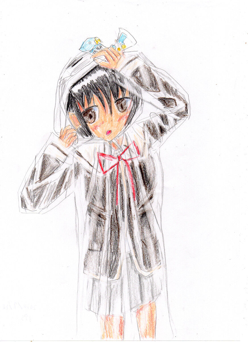 透明カッパを描いてみる 9 制服のみ版権 カッパは透明で