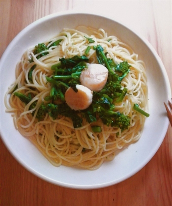 菜の花ほたてパスタ