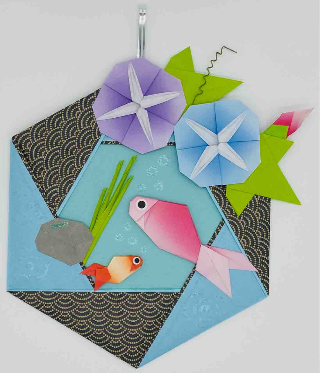 折り紙日記 金魚飾り 折り紙リース