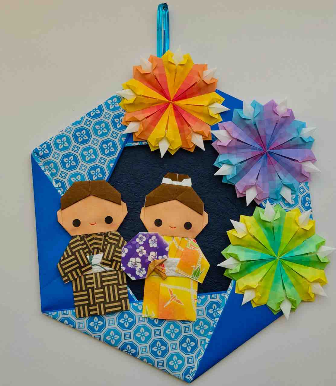 折り紙日記 夏祭り飾り 折り紙リース