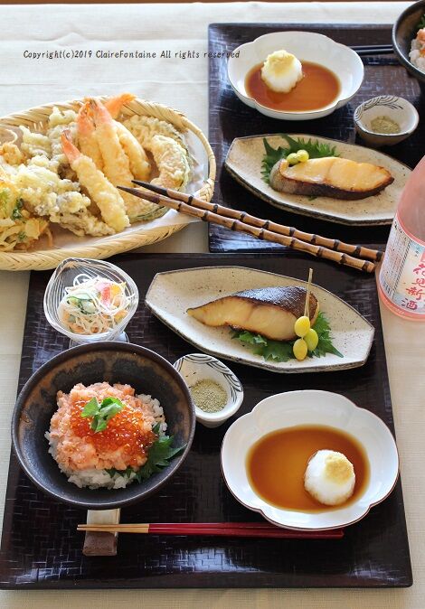 銀だらの西京漬け焼き と 天ぷら で 週末居酒屋デー Clairefontaine 銀だらの西京漬け焼き と 天ぷら で 週末居酒屋デー Clairefontaine
