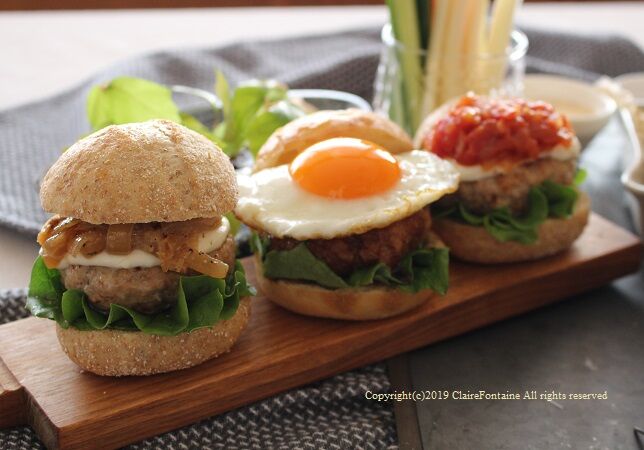 ハンバーガー３種 に スープとポテトでパーリー Clairefontaine