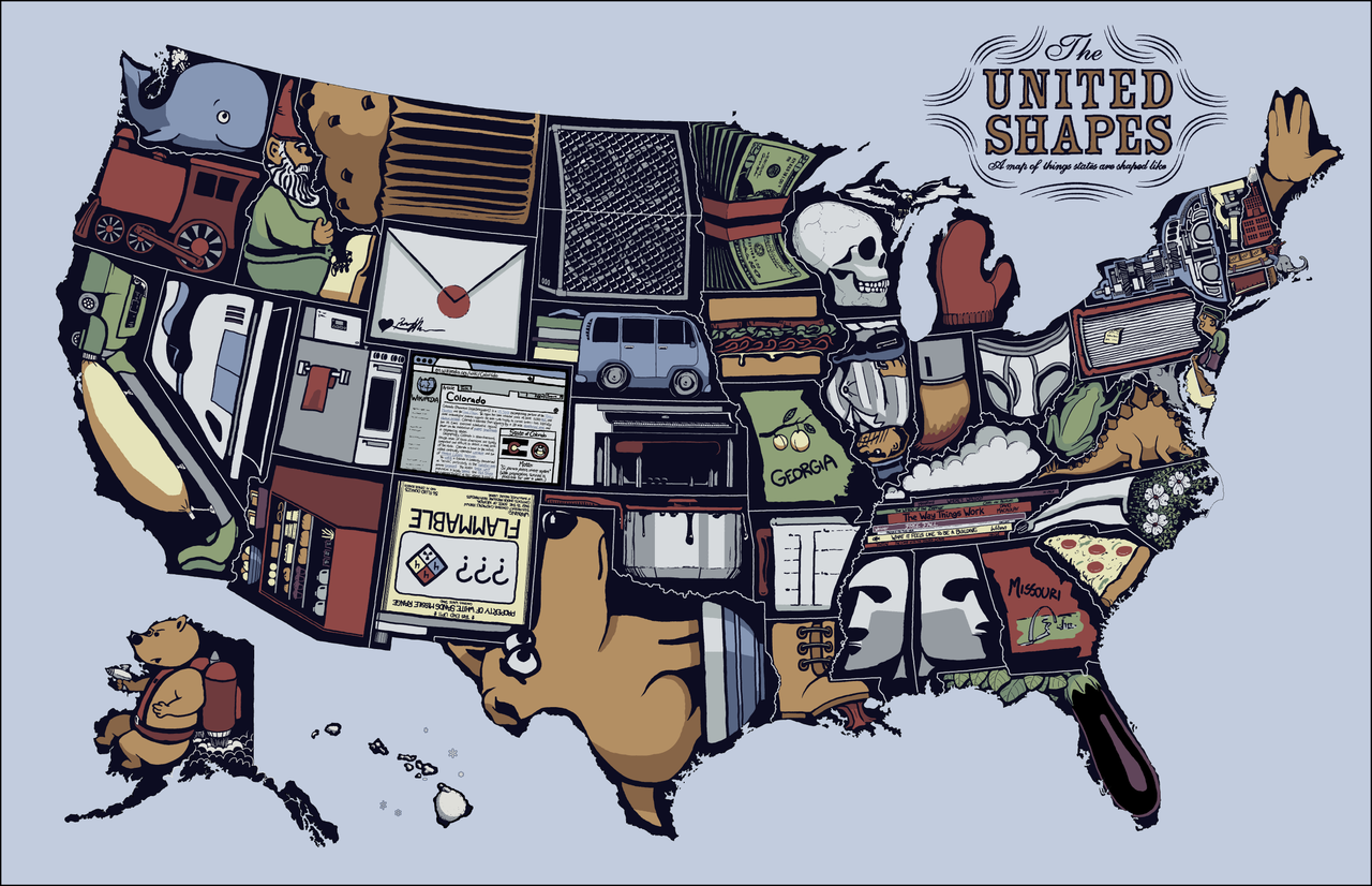 アメリカ各州の形って何に見えるをイラストにした United Shapes Of America きよおと Kiyoto アメリカ各州の形って何に見えるをイラストにした United Shapes Of America きよおと Kiyoto