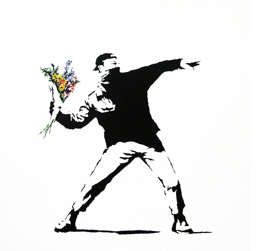 Banksy（バンクシー）の代表作 ”Flower Chucker”のオマージュ『Angry