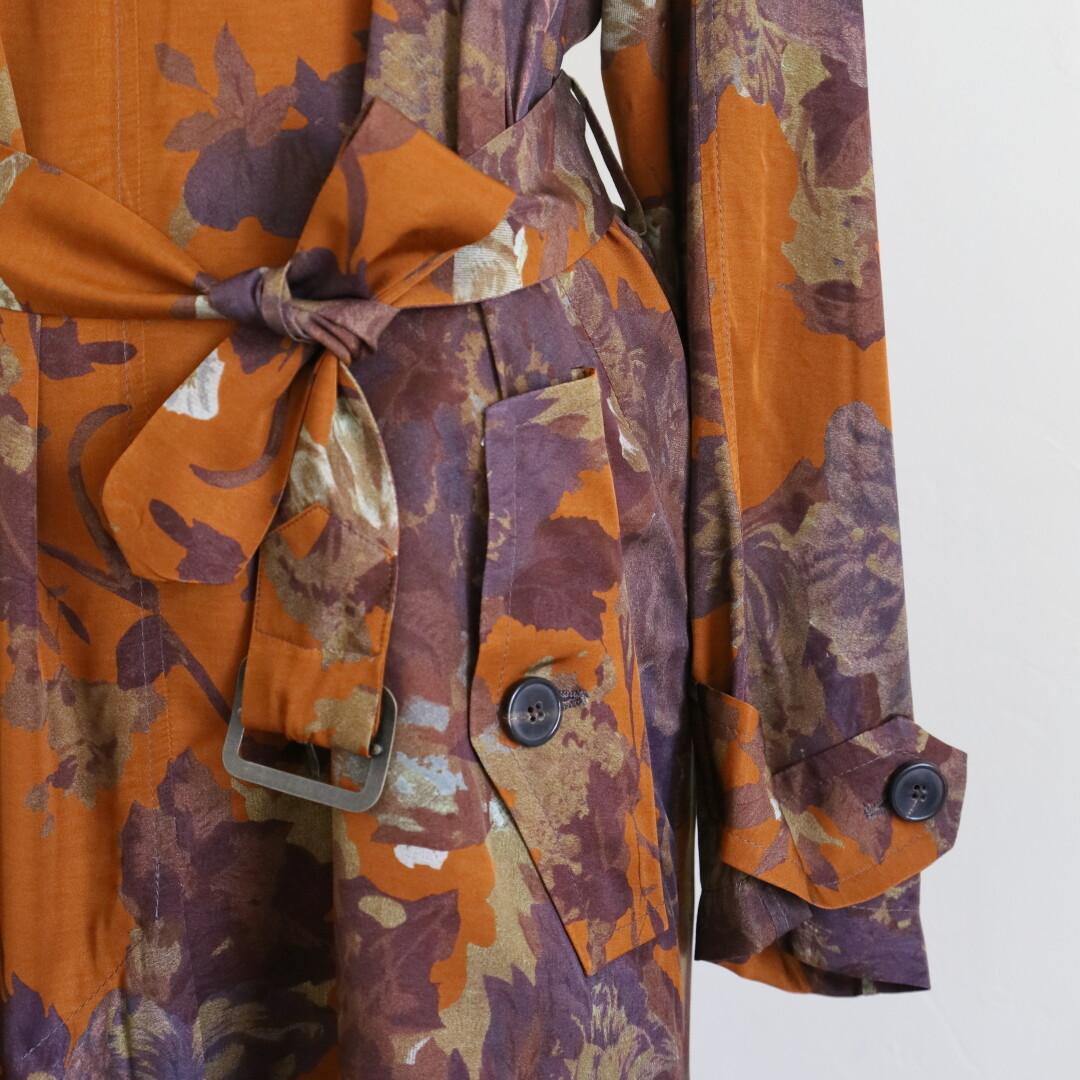ドリスヴァンノッテン　花柄オレンジトレンチコート　DRIES VAN NOTEN ドリスヴァンノッテン 花柄オレンジトレンチコート DRIES VAN NOTEN