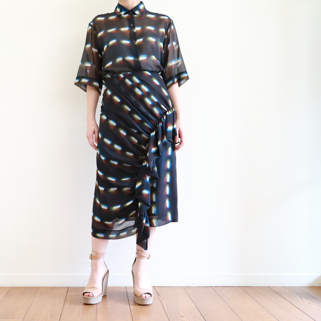 DRIES VAN NOTEN ~ LEN LYE プリントのラッフルスカート : CLOSET DRIES VAN NOTEN ~ LEN LYE プリントのラッフルスカート : CLOSET
