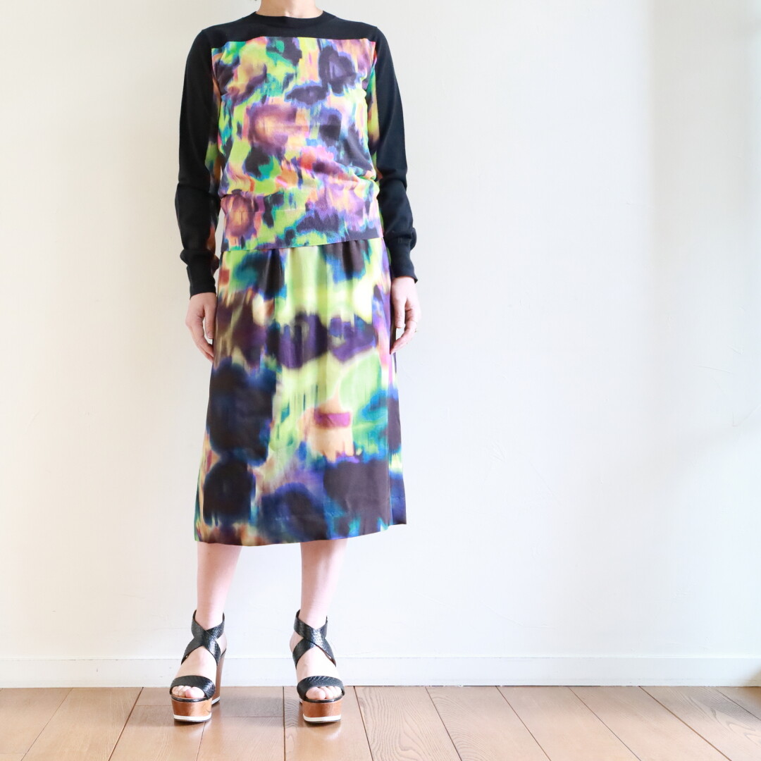 ★☆ 美品 DRIES VAN NOTEN フラワープリント膝丈スカート ☆★ DRIES VAN NOTEN ～ フラワープリントスカート : CLOSET