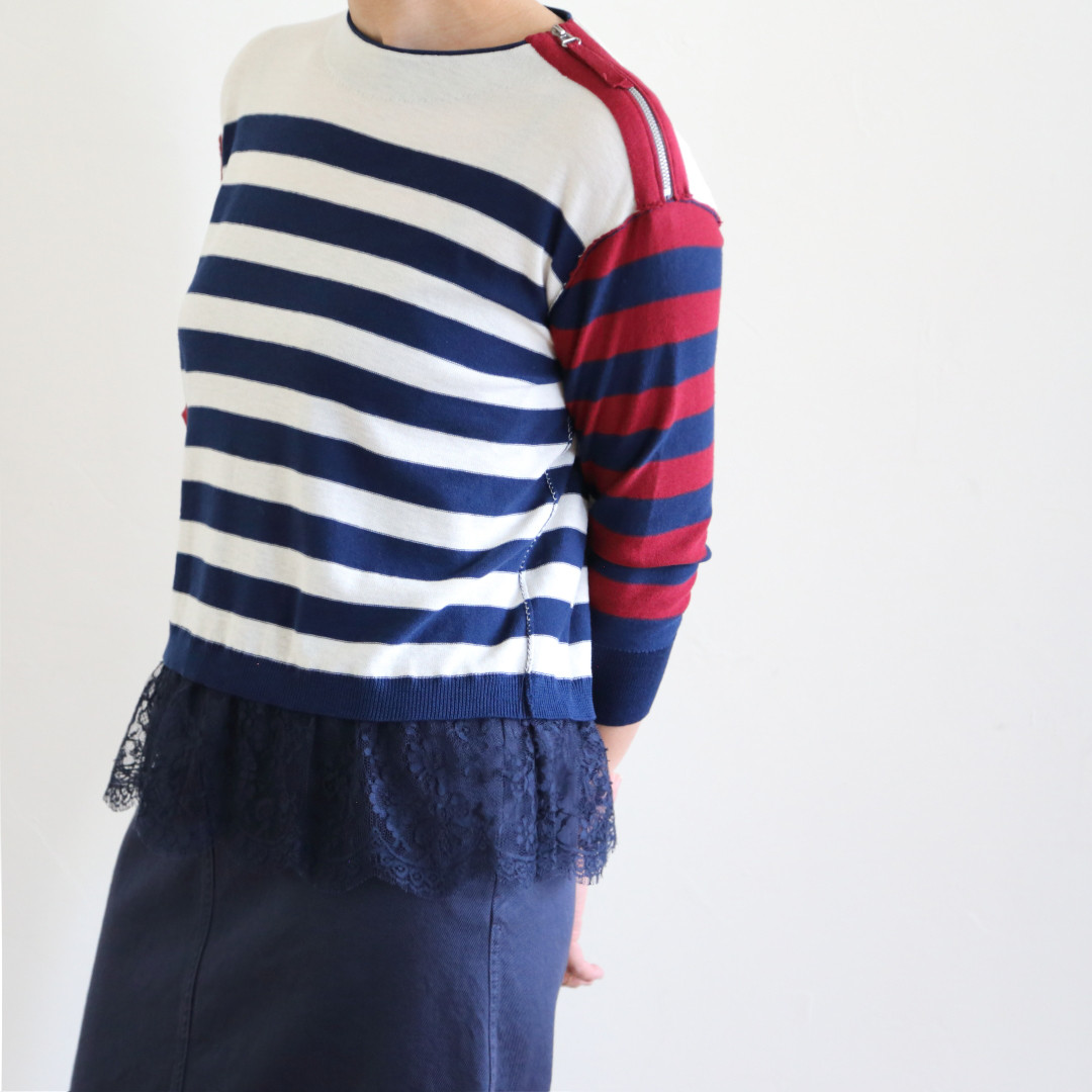 ゾー&ネマ Zhor&Nema ボーダー ニット セーター 長袖 レース ZHOR & NEMA ～ ボーダー × レースのサマーセーター : CLOSET