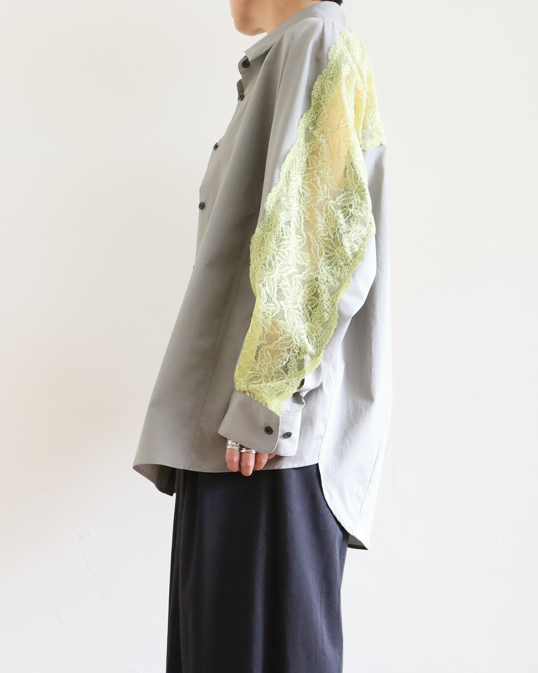 Dries Van Noten 洗練 オーバーサイズ オーキッド シャツドレス DRIES VAN NOTEN ~ レースが可愛いオーバーサイズシャツ : CLOSET