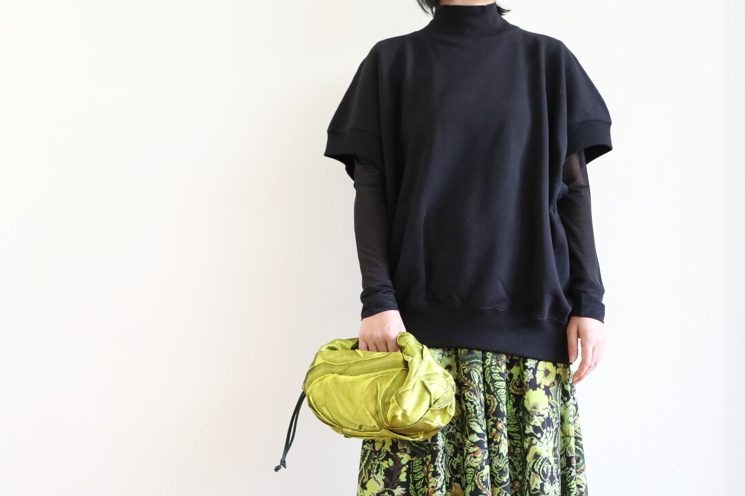 【新作★】*DRIES VAN NOTEN* ハイネック 半袖 スウェットシャツ DRIES VAN NOTEN ~ 半袖スウェット + シースルーハイネック