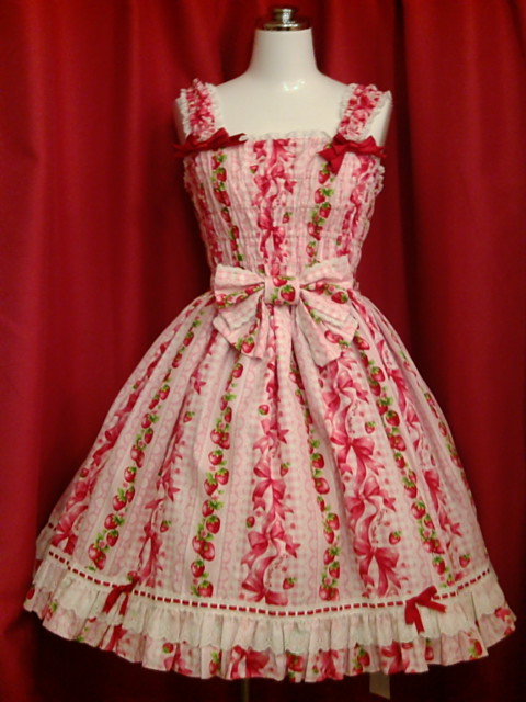 Angelic Pretty スウィートリボンストロベリージャンパースカート