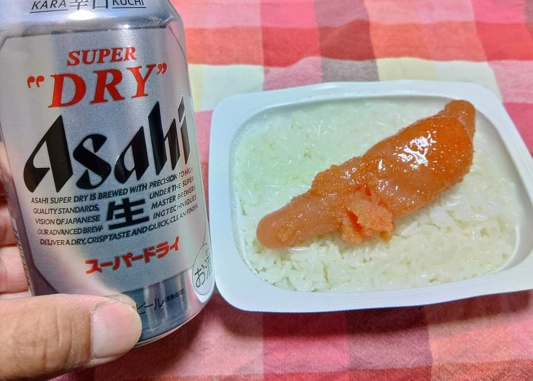 ビール🍺&辛子明太子&熱々ご飯、めっちゃ美味ぇー😍