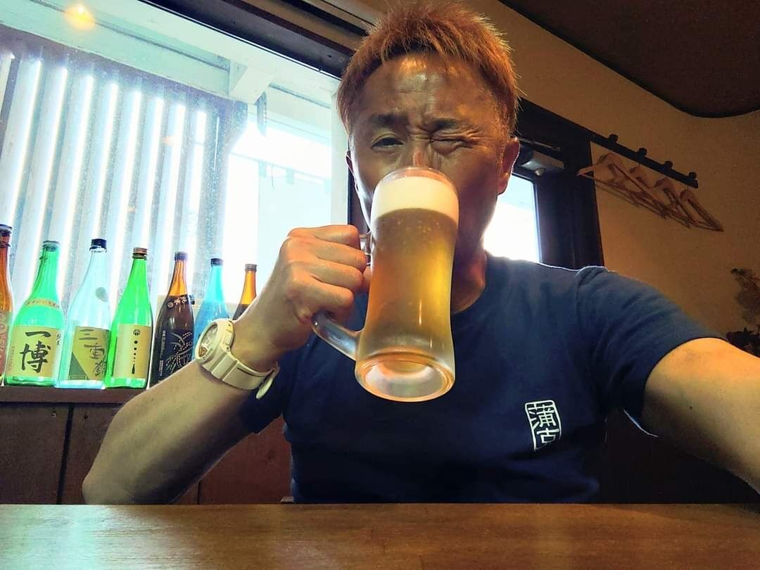 アカハタの刺身&煮付け、コウイカ丸焼き…&生ビール🍺めっちゃ美味ぇー😍💞