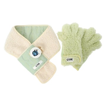 ファーグローブ&刺繡パッチストールセット　ニータン