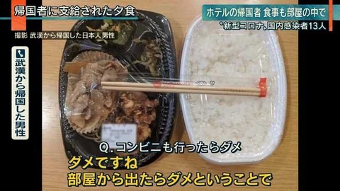 武漢帰国者に支給された夕飯