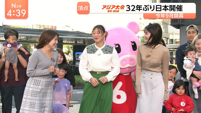 吉村恵里子アナ　強風でスカートとニットが体に張り付く天気予報！！