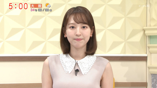 テレ朝・新人アナ　大胆なノースリニットで登場！！