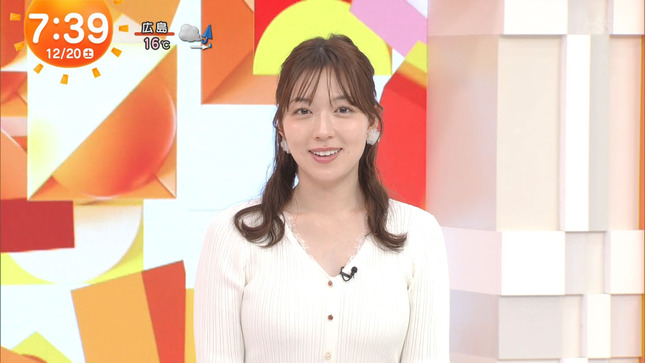 阿部華也子アナ　ピチピチのニットで巨乳がくっきり！！