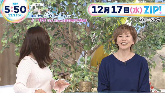 水卜麻美アナ　ピチピチのニットで巨乳がくっきり！！