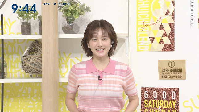 河出奈都美アナ　透けニットの巨乳！！