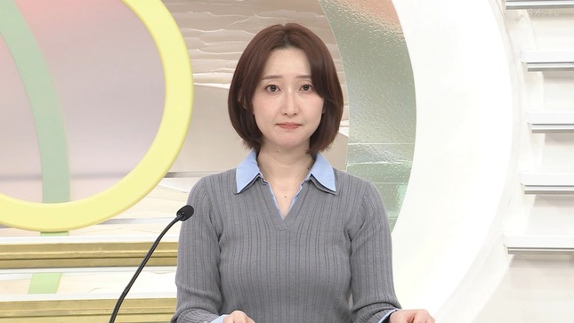 竹上萌奈アナ　ニットの豊乳がくっきり！！