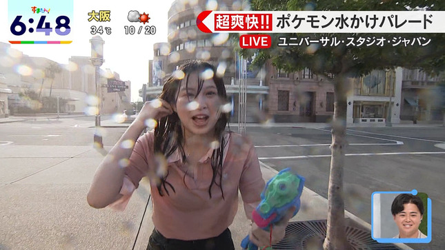 西尾桃アナ　水をかけられて透けてしまう！！【GIF動画あり】