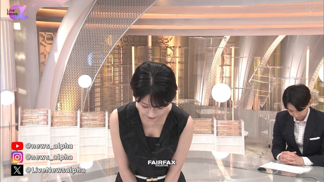 海老原優香アナ　ノースリーブの谷間！！