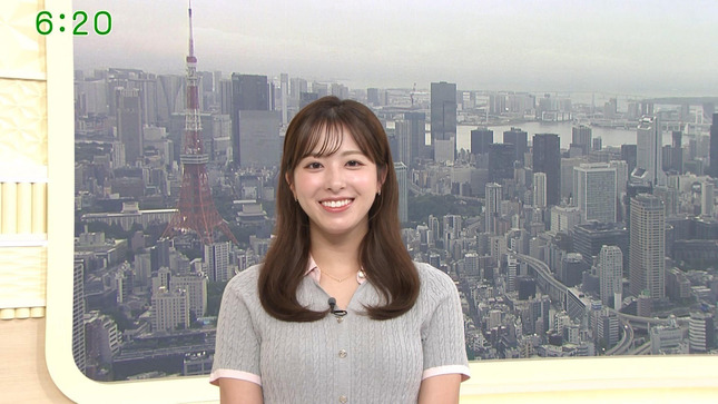 田原萌々アナ　ムチムチニットの豊乳！！