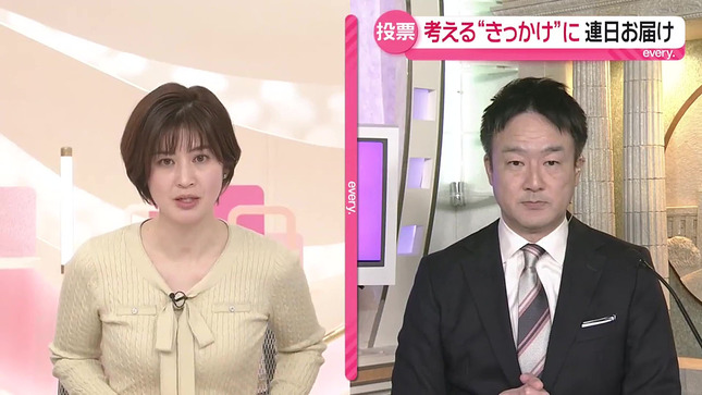 鈴江奈々アナ　ニットで胸元強調！！【GIF動画あり】