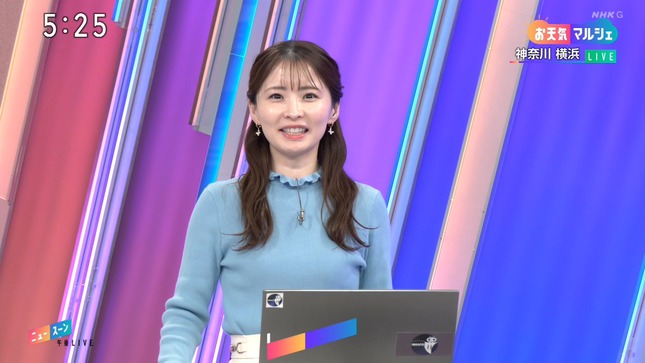 田中美都キャスター　ニットで胸元強調！！