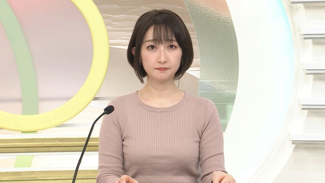 竹上萌奈アナ　ピタピタニットで豊乳くっきり！！