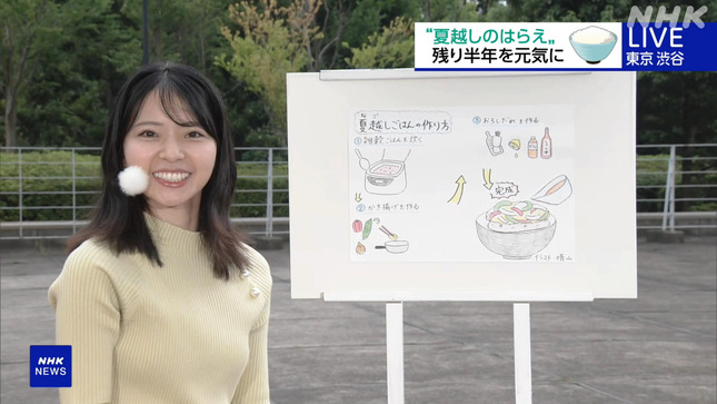 晴山紋音キャスター　ニットで胸元強調！！【GIF動画あり】