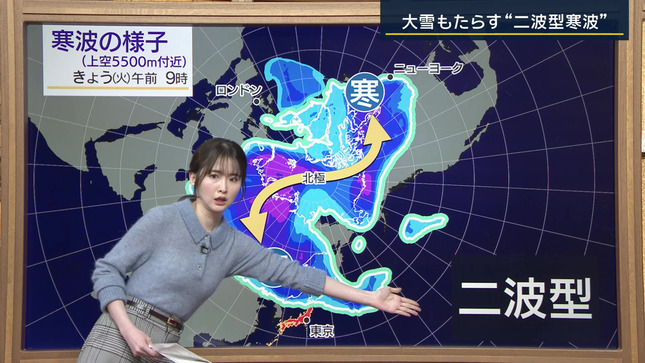 「報ステ」お天気お姉さん　ニットが透ける天気予報！！【GIF動画あり】