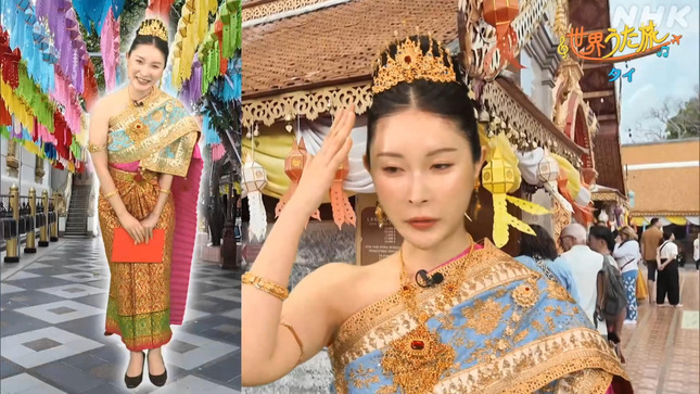 森田茉里恵アナ　タイの伝統衣装がセクシー過ぎた！！【GIF動画あり】